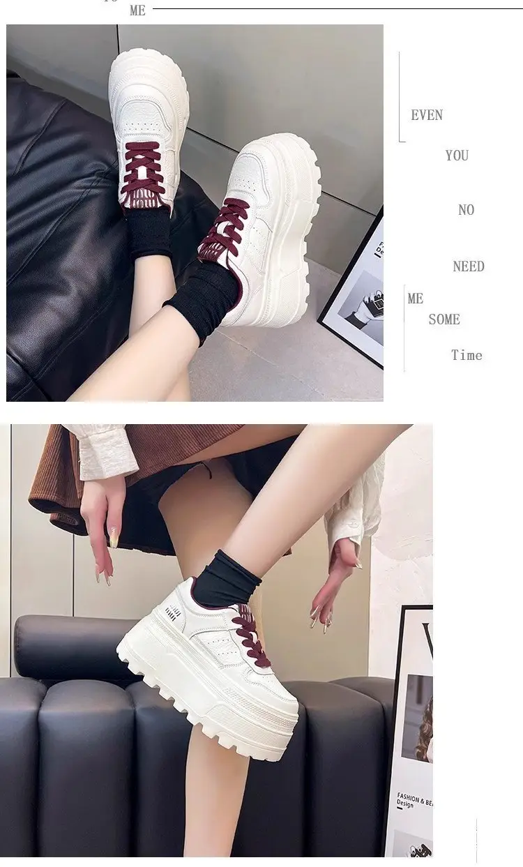 8cm Height-increasing Thick-soled Shoes Leather White Shoes Women's 2025 Spring New All-match Platform Shoes Casual Comfortable Board Shoes — feature 11