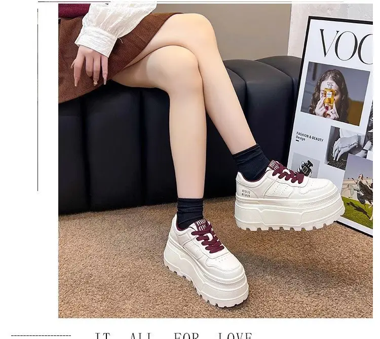 8cm Height-increasing Thick-soled Shoes Leather White Shoes Women's 2025 Spring New All-match Platform Shoes Casual Comfortable Board Shoes — feature 12