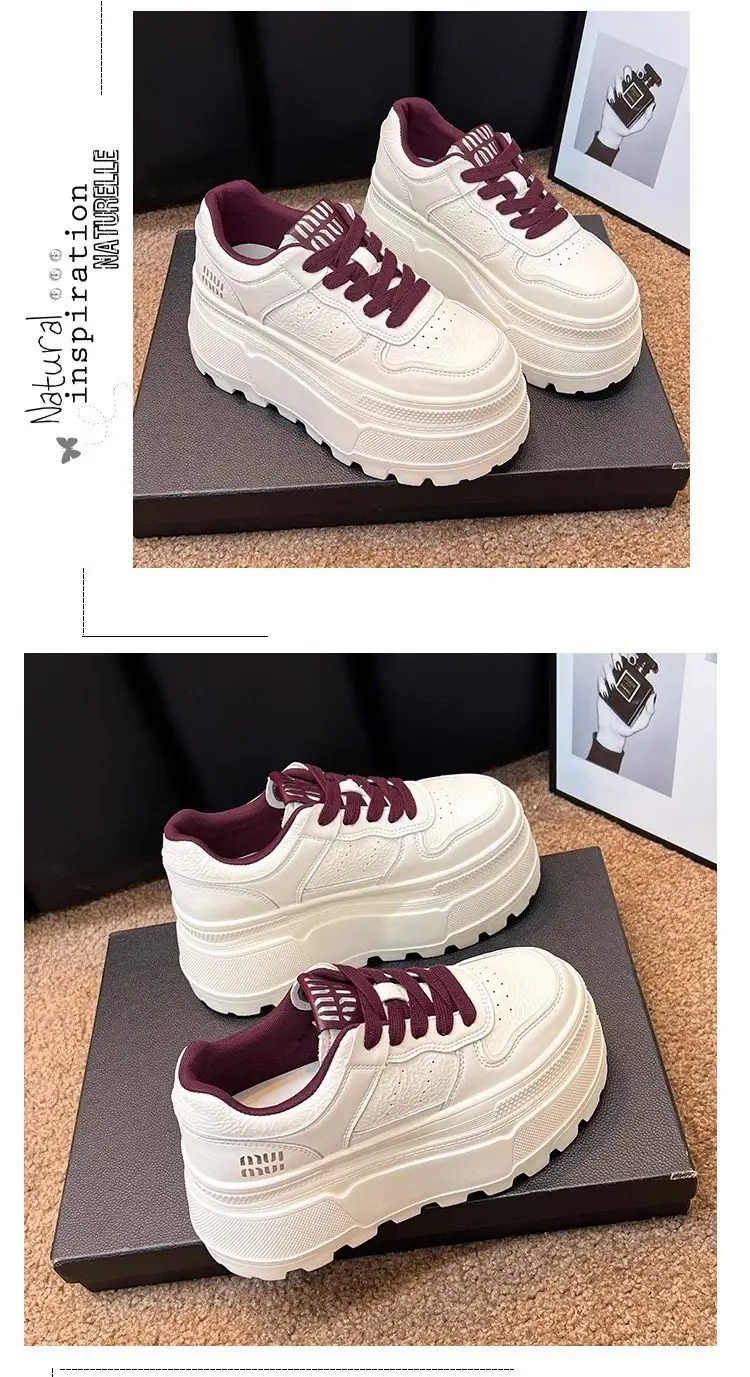 8cm Height-increasing Thick-soled Shoes Leather White Shoes Women's 2025 Spring New All-match Platform Shoes Casual Comfortable Board Shoes — feature 16