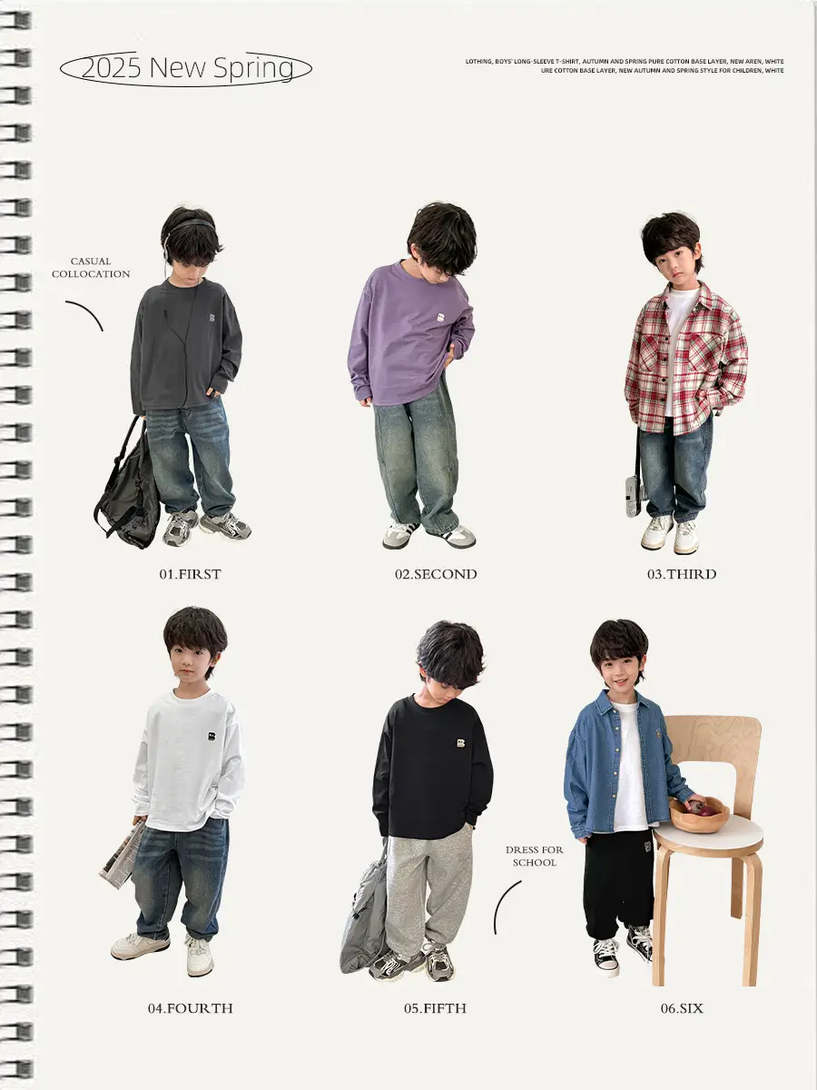 Haima Boys Pure Cotton Long Sleeve T-Shirt White 2026 - Image 8