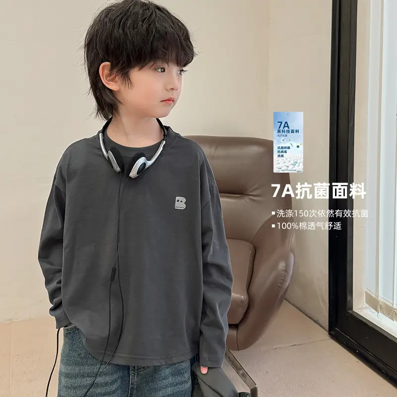 Haima Boys Pure Cotton Long Sleeve T-Shirt White 2026 - Image 4