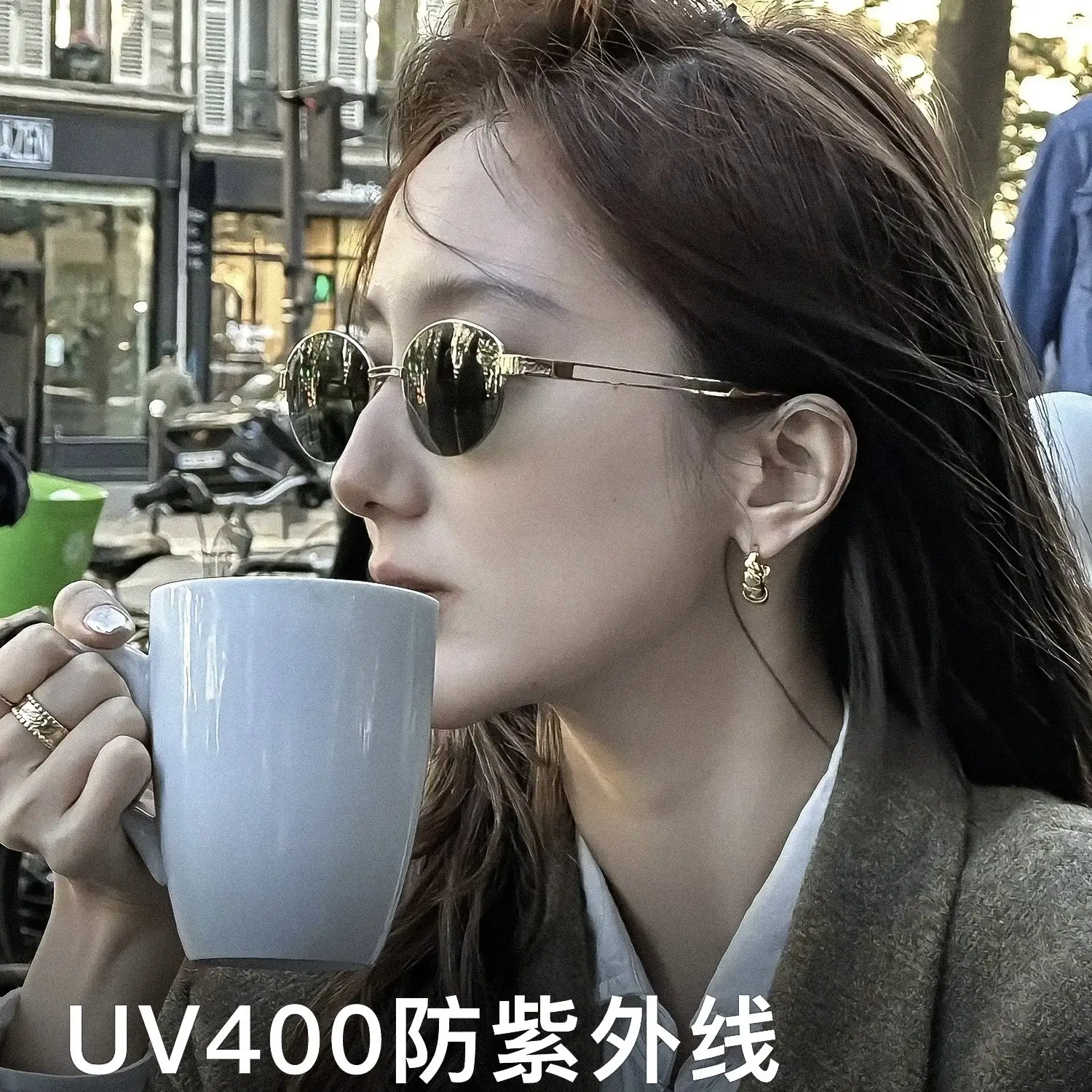 French Style Sunglasses Women Retro Small Frame Brown Tinted - Image 10