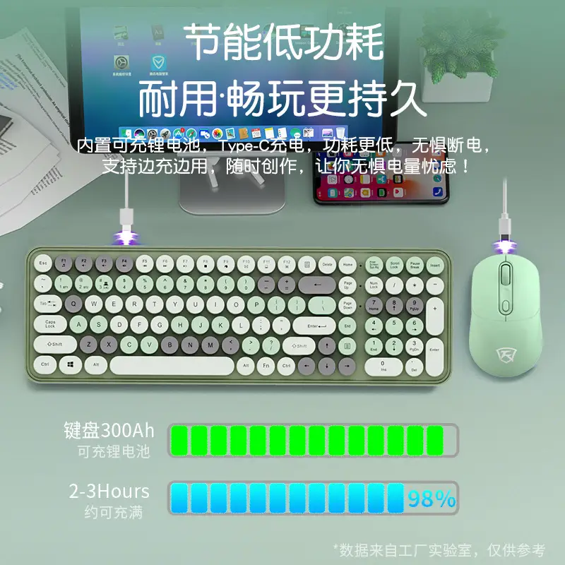 Wireless Keyboard Mechanical Feel Mute Computer Bluetooth Charging High Color Value Female Office Punk Mouse suit