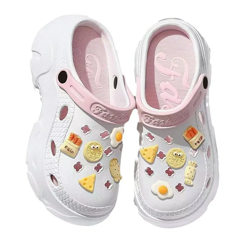 Summer Thick-soled Hole Shoes EVA Height-increasing Women's Cheese Bread Deodorant Wear-resistant Baotou Slippers for Home and Outfit Women - Image 8