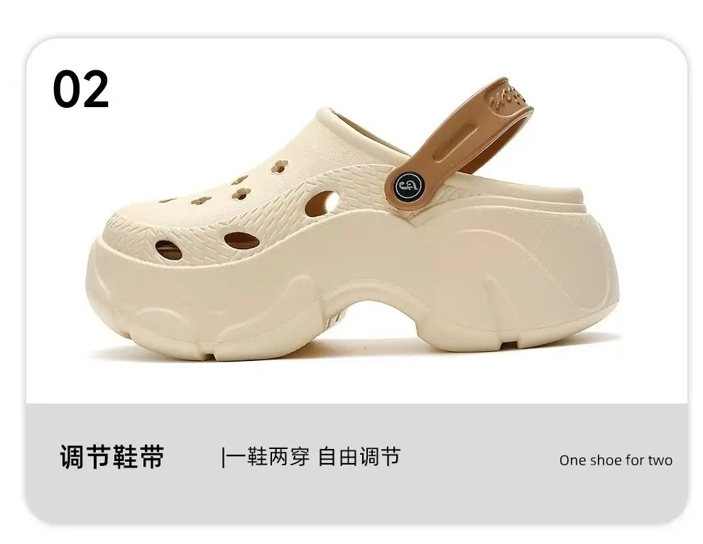 Summer Thick-soled Hole Shoes EVA Height-increasing Women's Cheese Bread Deodorant Wear-resistant Baotou Slippers for Home and Outfit Women — feature 13