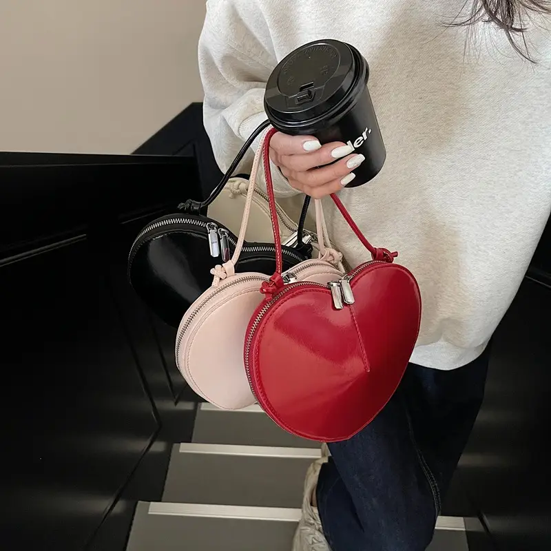 Red Heart-Shaped Women's Shoulder Bag - Image 7