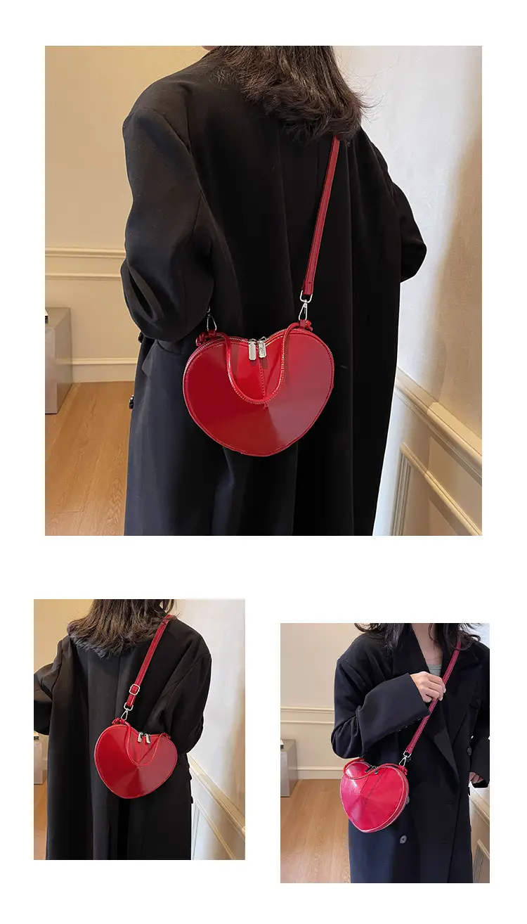 Red Heart-Shaped Women's Shoulder Bag — feature 12