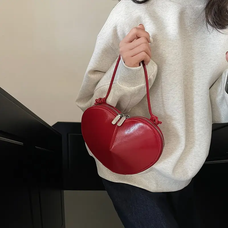 Red Heart-Shaped Women's Shoulder Bag - Image 2