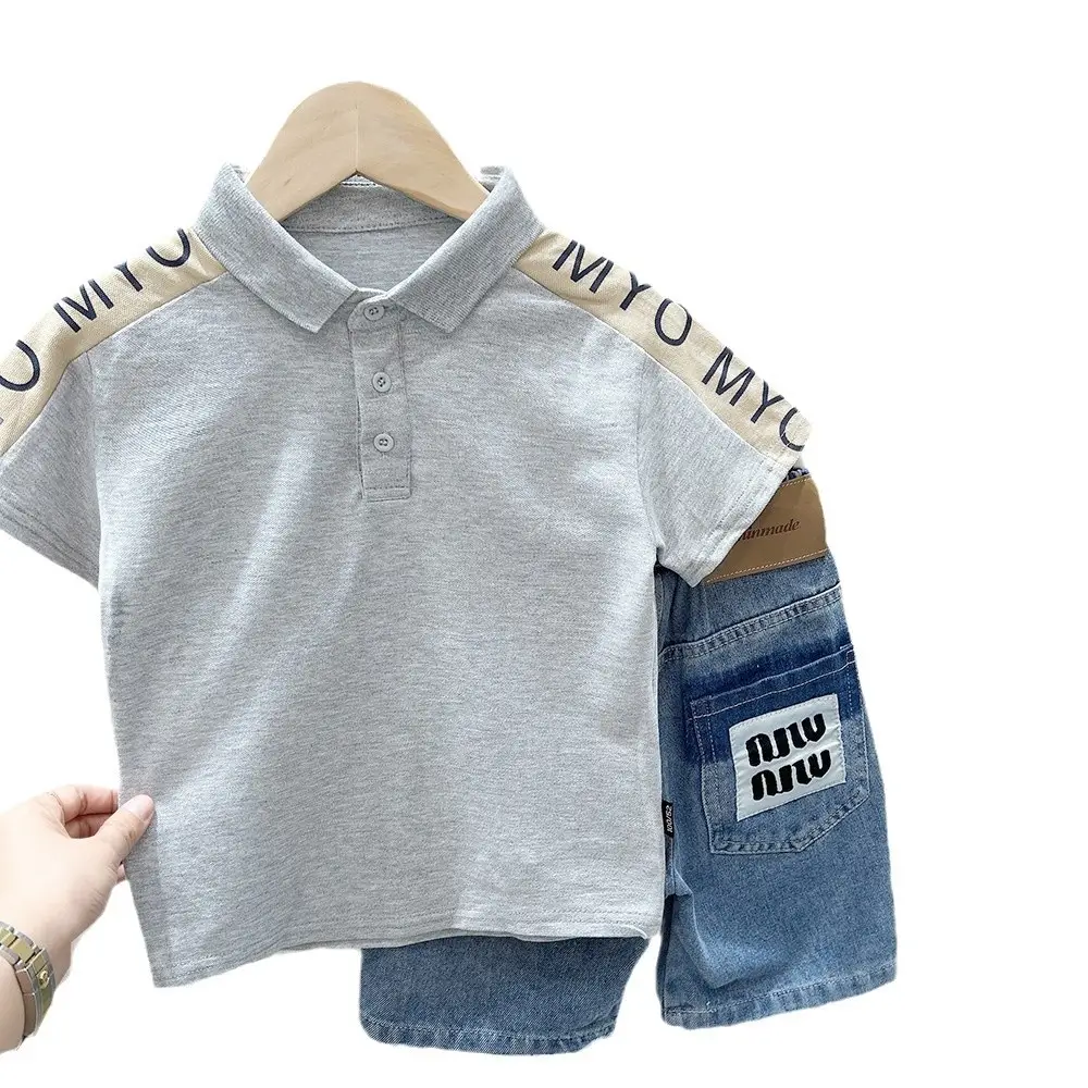 Boys Grey Polo Shirt 2025 Summer Korean Style - Image 8