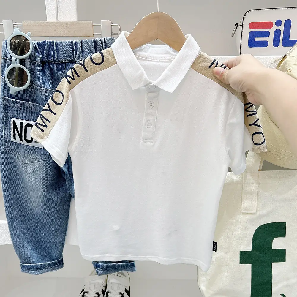 Boys Grey Polo Shirt 2025 Summer Korean Style — feature 3