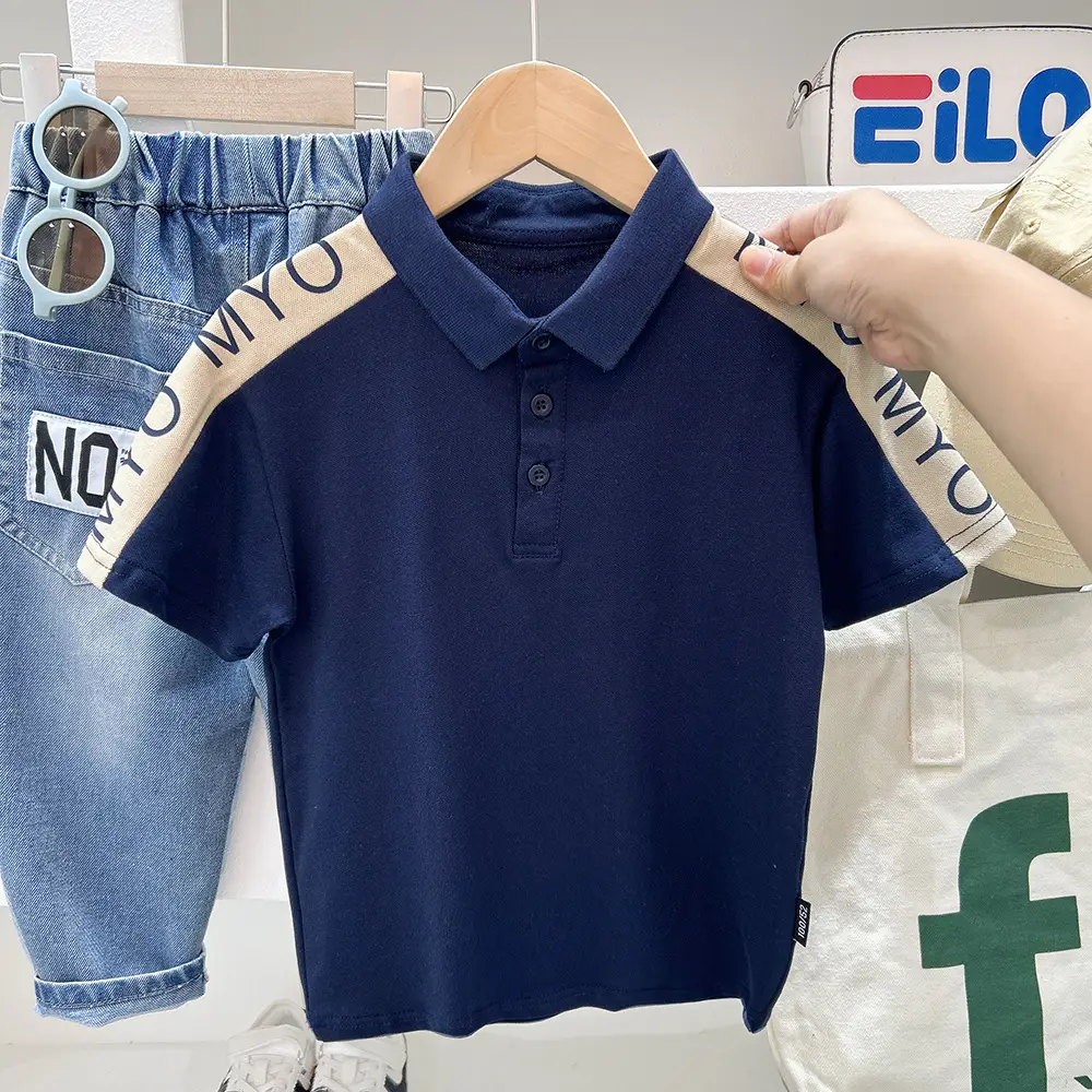 Boys Grey Polo Shirt 2025 Summer Korean Style — feature 4