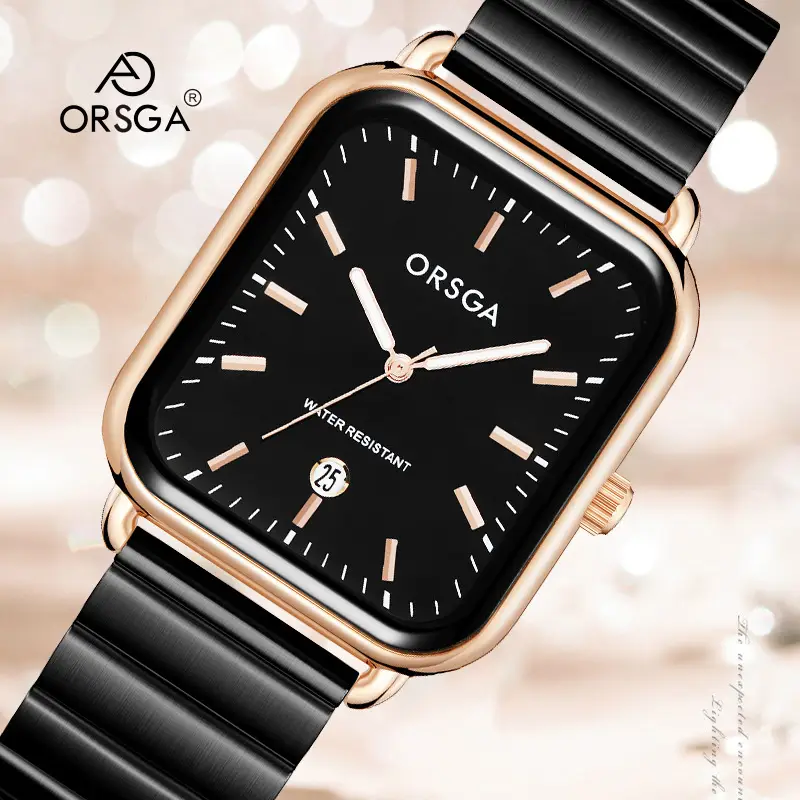 ORSGA Women's Square Watch with Rose Gold Band - Image 23
