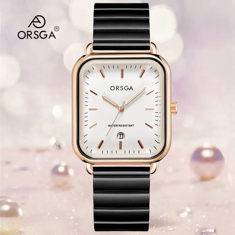 ORSGA Women's Square Watch with Rose Gold Band - Image 25