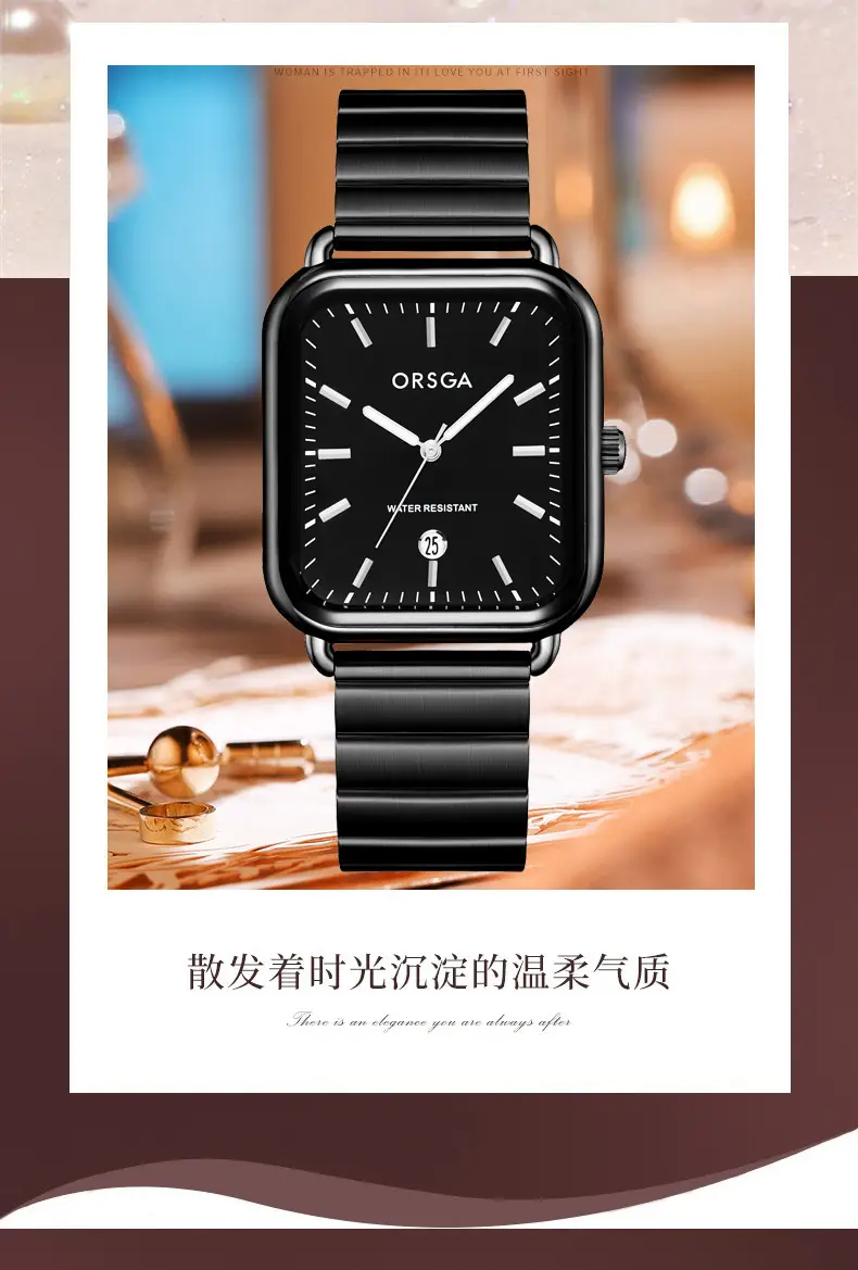 ORSGA Women's Square Watch with Rose Gold Band — feature 6