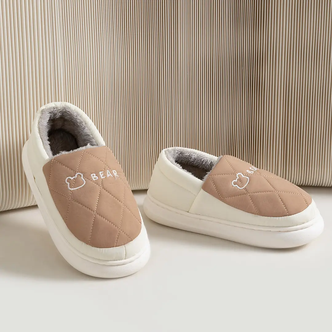 Waterproof Cotton Slippers for Men, Winter Warm Indoor Home Slippers with Heel, Wool Cotton Shoes for Women, Can Be Worn Outside, Warm Cotton Shoes - Image 7