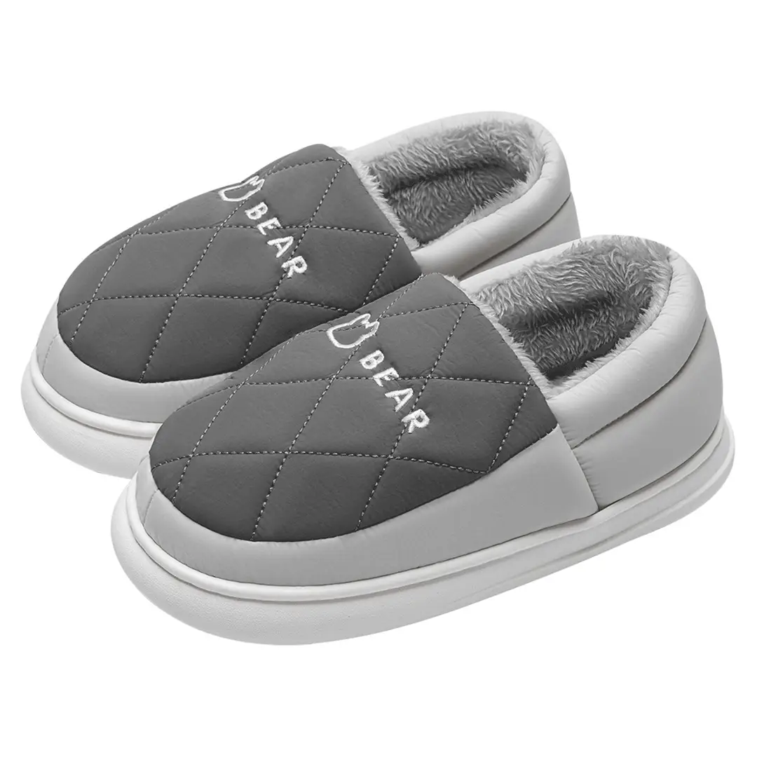 Waterproof Cotton Slippers for Men, Winter Warm Indoor Home Slippers with Heel, Wool Cotton Shoes for Women, Can Be Worn Outside, Warm Cotton Shoes - Image 9