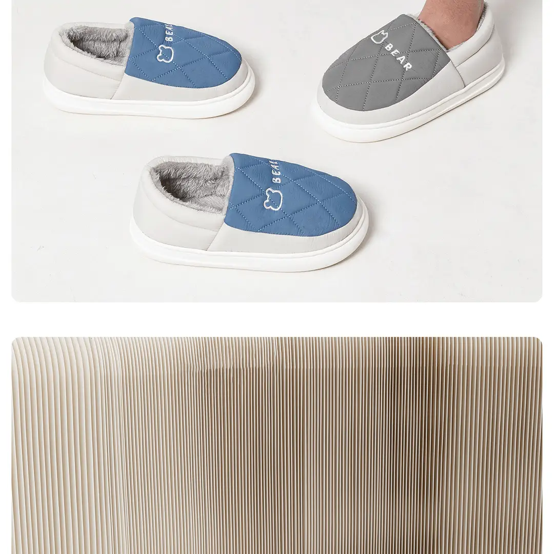 Waterproof Cotton Slippers for Men, Winter Warm Indoor Home Slippers with Heel, Wool Cotton Shoes for Women, Can Be Worn Outside, Warm Cotton Shoes — feature 17