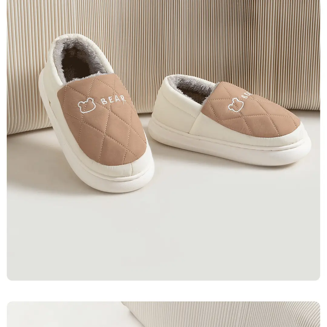 Waterproof Cotton Slippers for Men, Winter Warm Indoor Home Slippers with Heel, Wool Cotton Shoes for Women, Can Be Worn Outside, Warm Cotton Shoes — feature 18