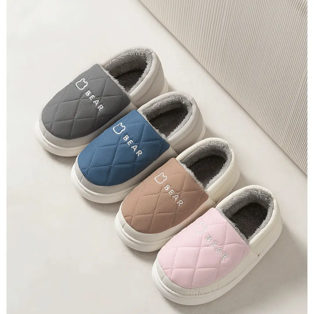 Waterproof Cotton Slippers for Men, Winter Warm Indoor Home Slippers with Heel, Wool Cotton Shoes for Women, Can Be Worn Outside, Warm Cotton Shoes — feature 19