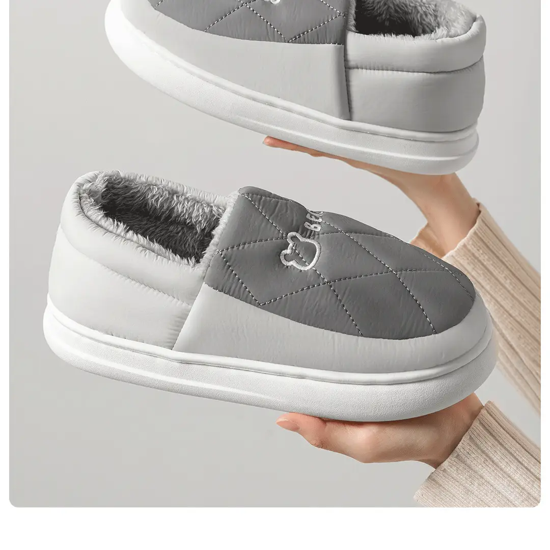 Waterproof Cotton Slippers for Men, Winter Warm Indoor Home Slippers with Heel, Wool Cotton Shoes for Women, Can Be Worn Outside, Warm Cotton Shoes — feature 4