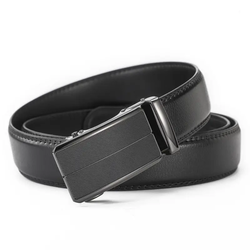 Men's Black Leather Belt with Automatic Buckle — feature 10
