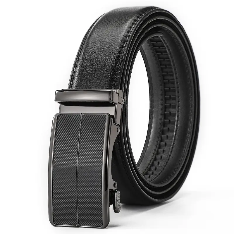 Men's Black Leather Belt with Automatic Buckle — feature 9