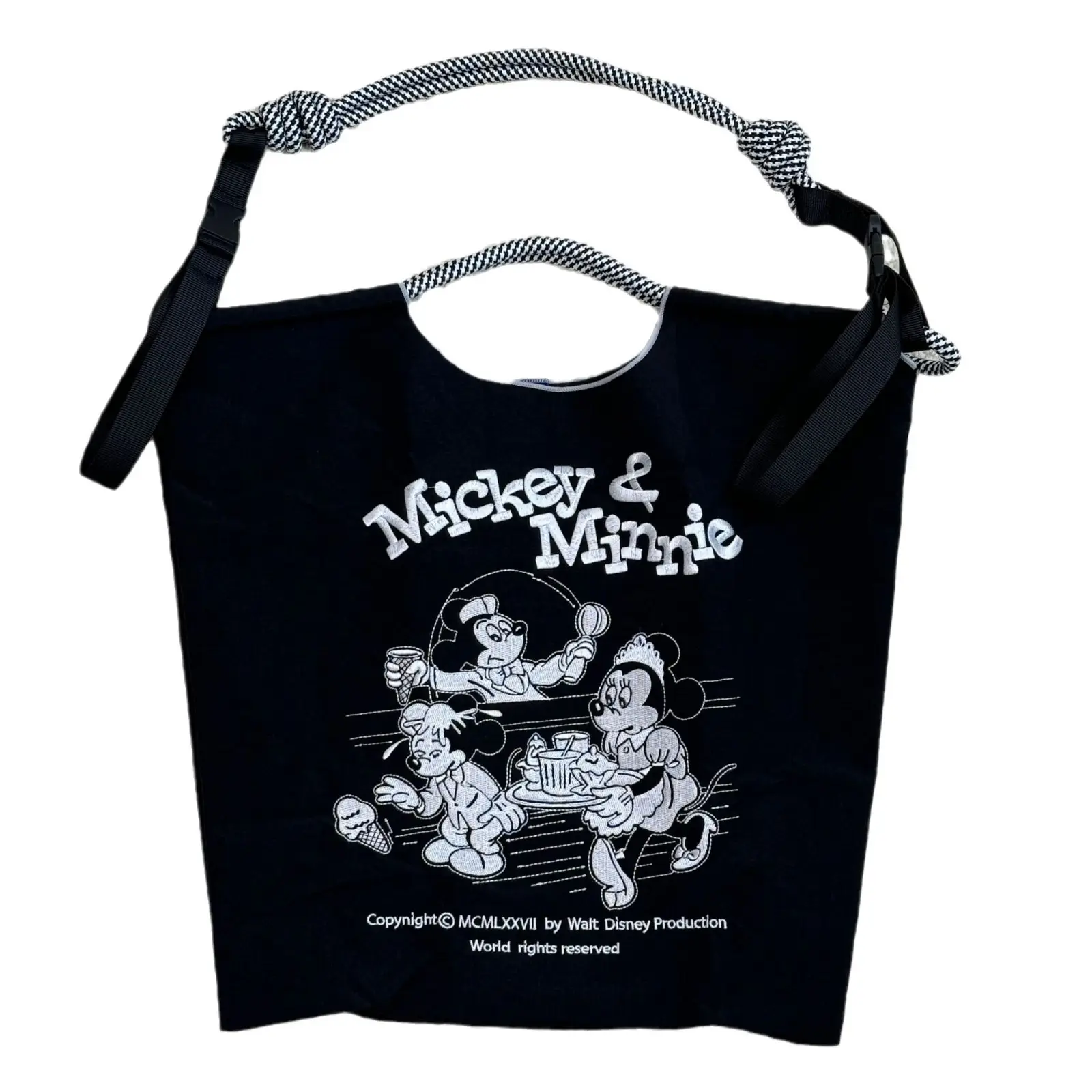 2025 Cartoon Mickey Mouse Embroidered Black Shoulder Bag - Image 7