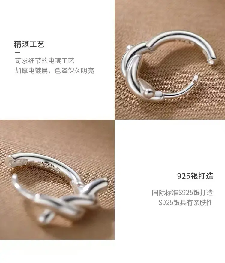 Silver High-end Rope Ear Buckle Earrings for Women — feature 12