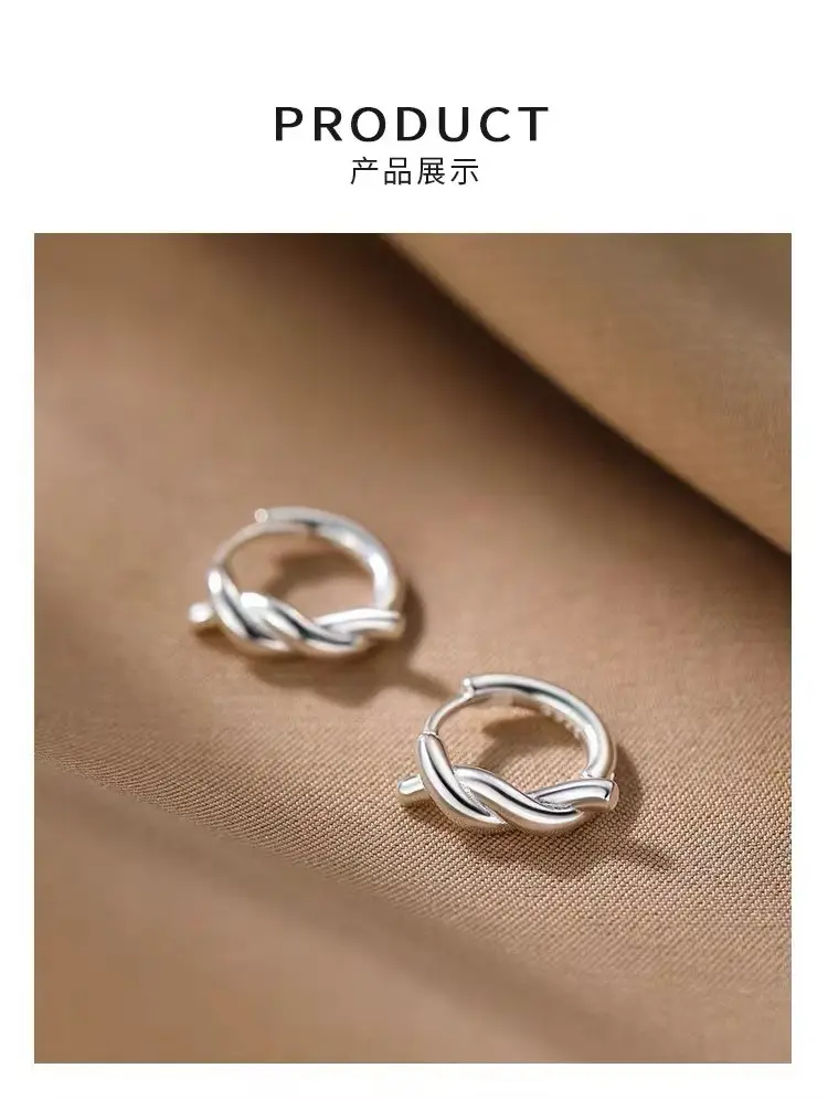 Silver High-end Rope Ear Buckle Earrings for Women — feature 9