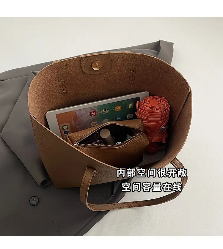 Large Capacity Tan Shoulder Bag for Women β feature 11