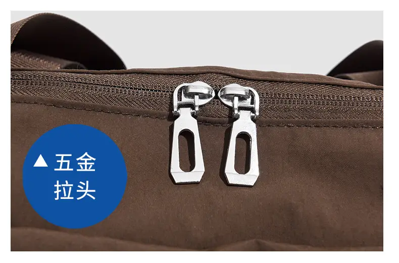 Brown Oxford Cloth Travel Bag with Crossbody Strap — feature 29