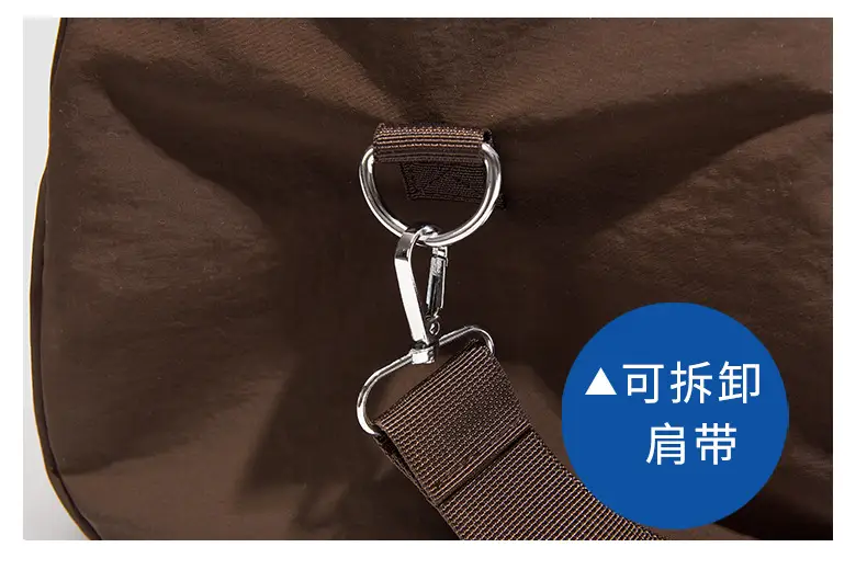 Brown Oxford Cloth Travel Bag with Crossbody Strap — feature 30