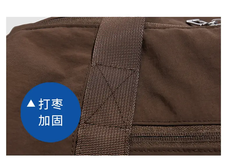 Brown Oxford Cloth Travel Bag with Crossbody Strap — feature 33