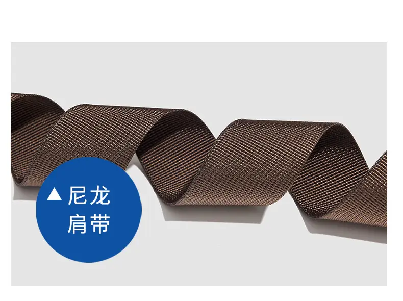 Brown Oxford Cloth Travel Bag with Crossbody Strap — feature 34