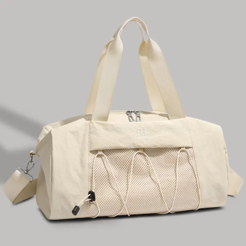 Brown Oxford Cloth Travel Bag with Crossbody Strap - Image 3