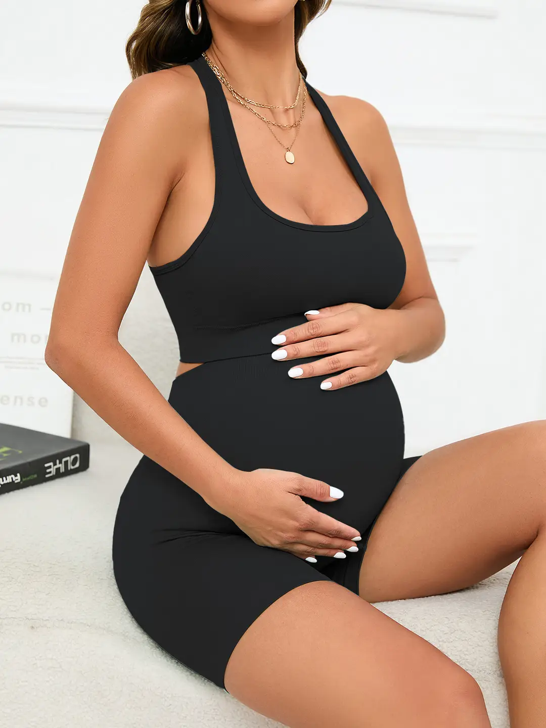 Cross-Border New Moisture-Wicking, Quick-Drying Sports Fitness Yoga Pilates Bra Shorts Set for Pregnant Women — feature 14
