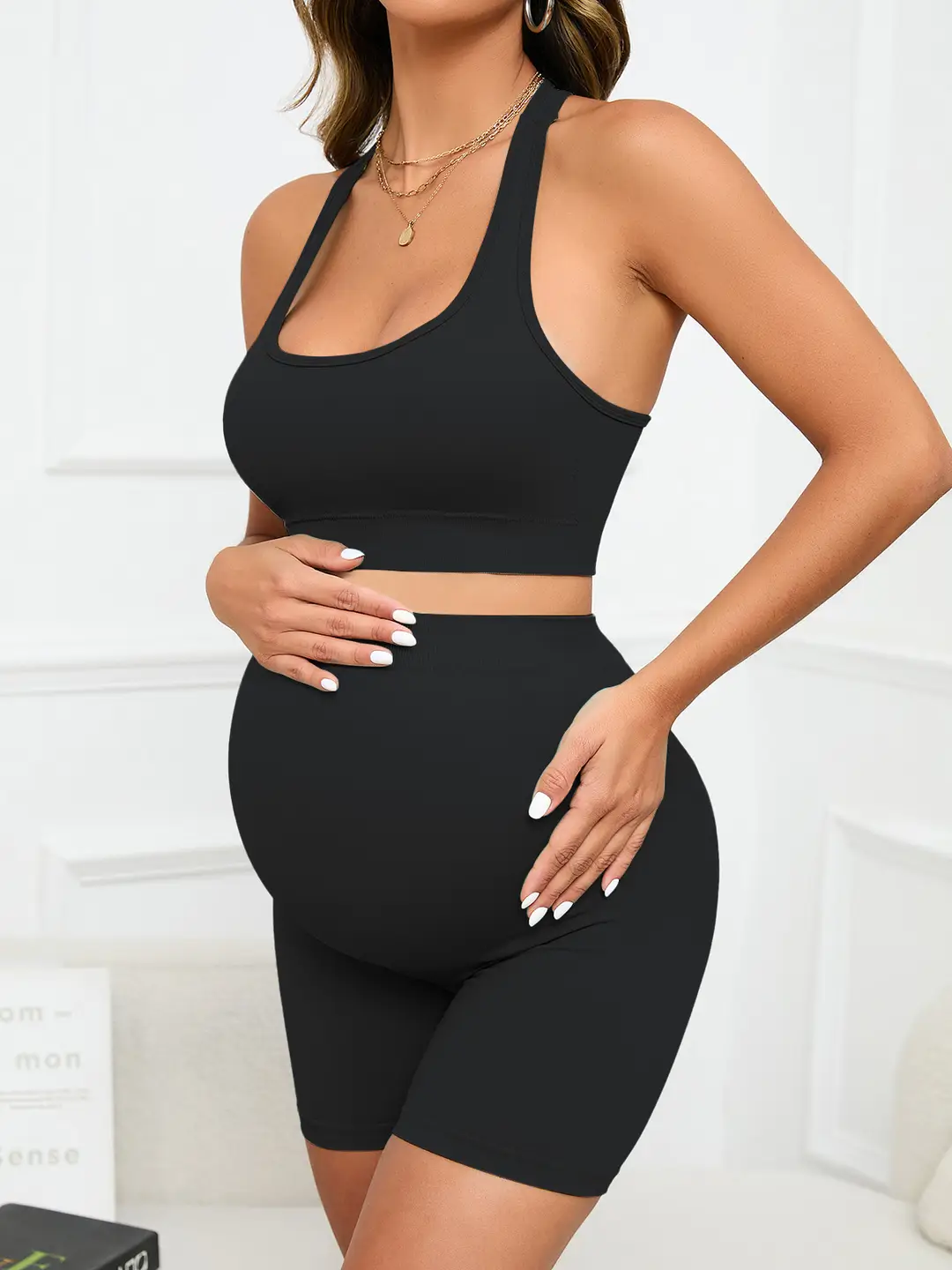 Cross-Border New Moisture-Wicking, Quick-Drying Sports Fitness Yoga Pilates Bra Shorts Set for Pregnant Women — feature 17