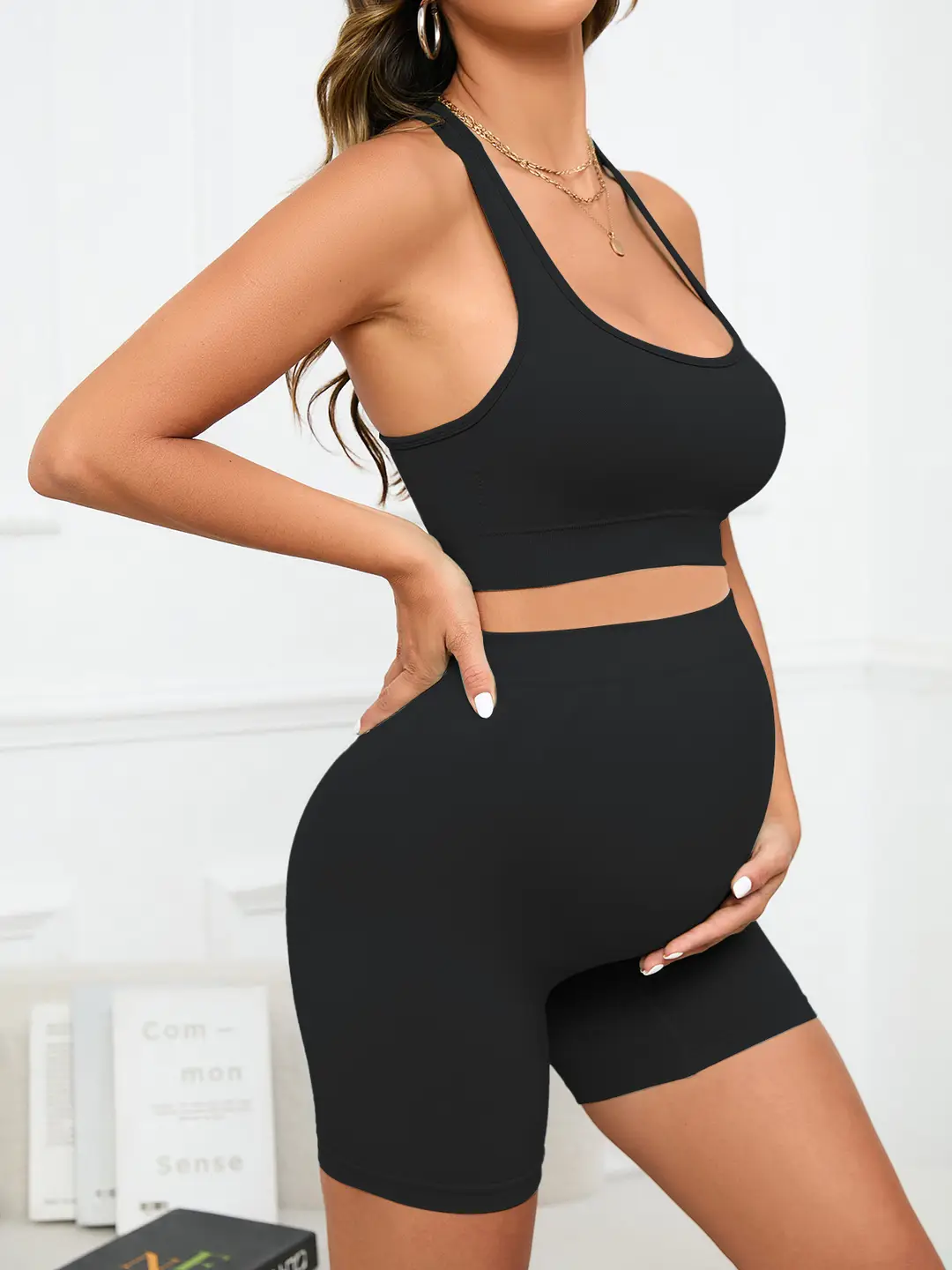 Cross-Border New Moisture-Wicking, Quick-Drying Sports Fitness Yoga Pilates Bra Shorts Set for Pregnant Women — feature 18