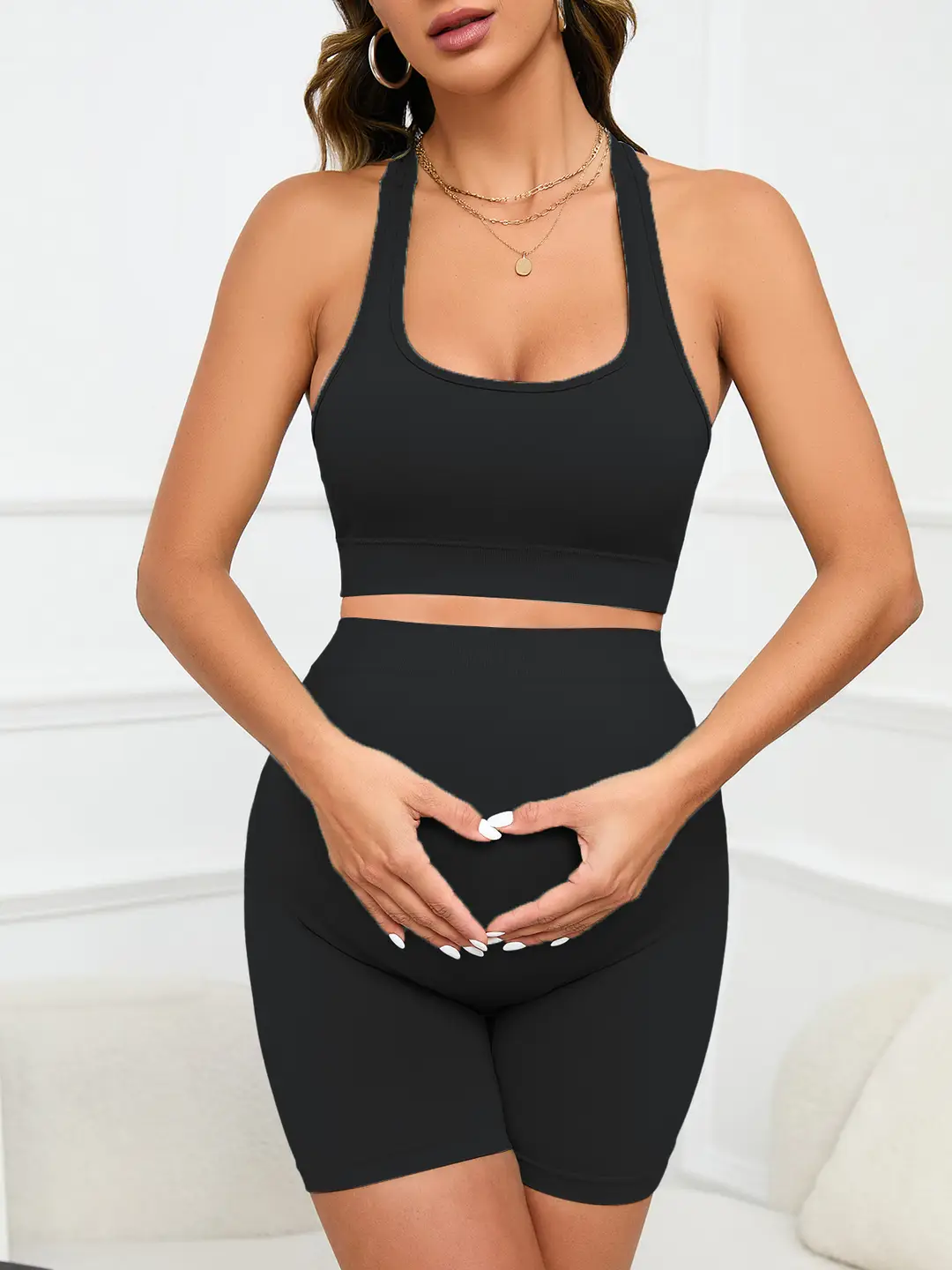 Cross-Border New Moisture-Wicking, Quick-Drying Sports Fitness Yoga Pilates Bra Shorts Set for Pregnant Women