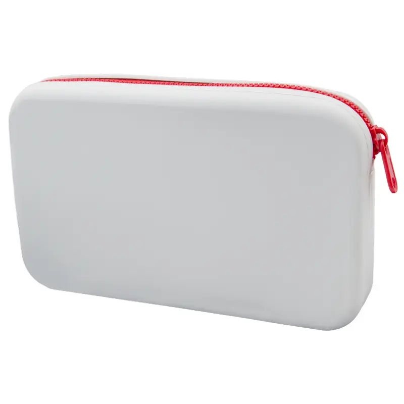 Silicone Cosmetic Bag Square Zipper Red Tassel