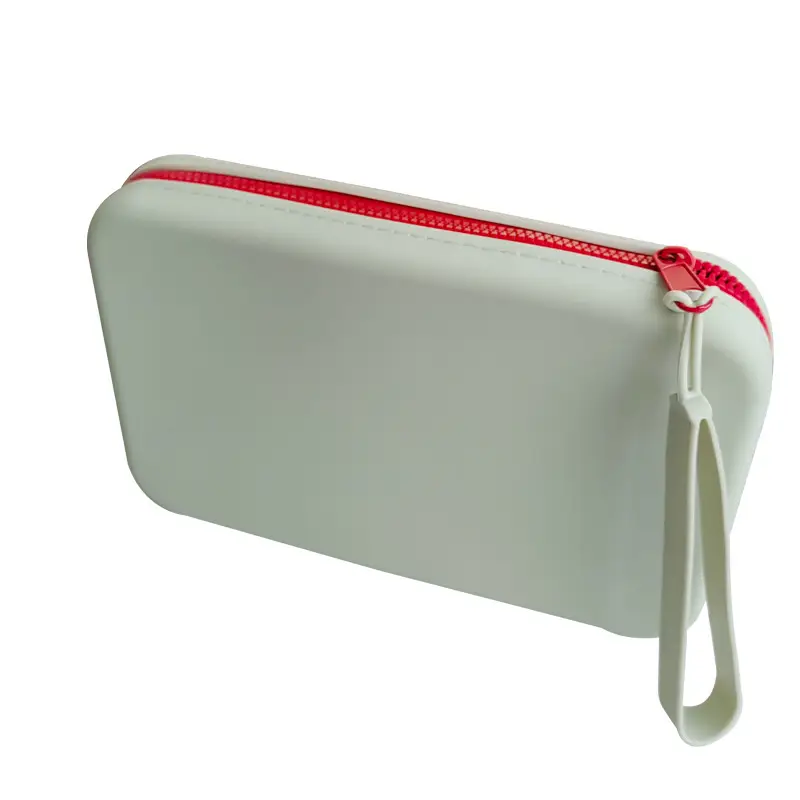 Silicone Cosmetic Bag Square Zipper Red Tassel - Image 4