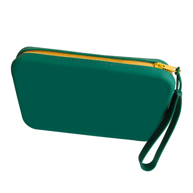 Silicone Cosmetic Bag Square Zipper Red Tassel - Image 5