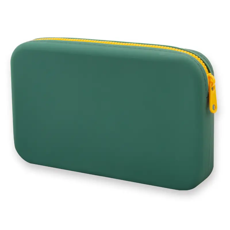 Silicone Cosmetic Bag Square Zipper Red Tassel - Image 6