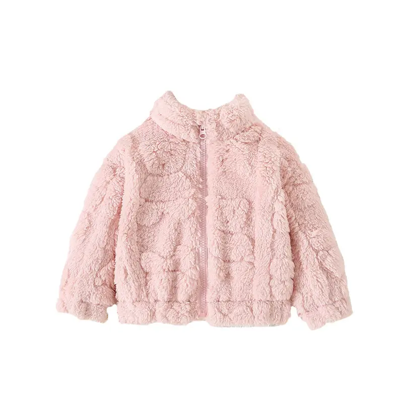 Autumn and Winter New Girls' Cute Cartoon Printed Zipper Fluffy Coat Women's Casual fleece-lined Warm Fleece Coat