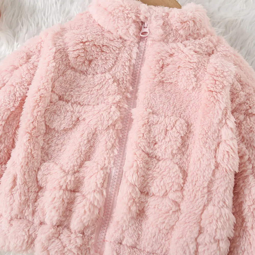 Autumn and Winter New Girls' Cute Cartoon Printed Zipper Fluffy Coat Women's Casual fleece-lined Warm Fleece Coat — feature 6