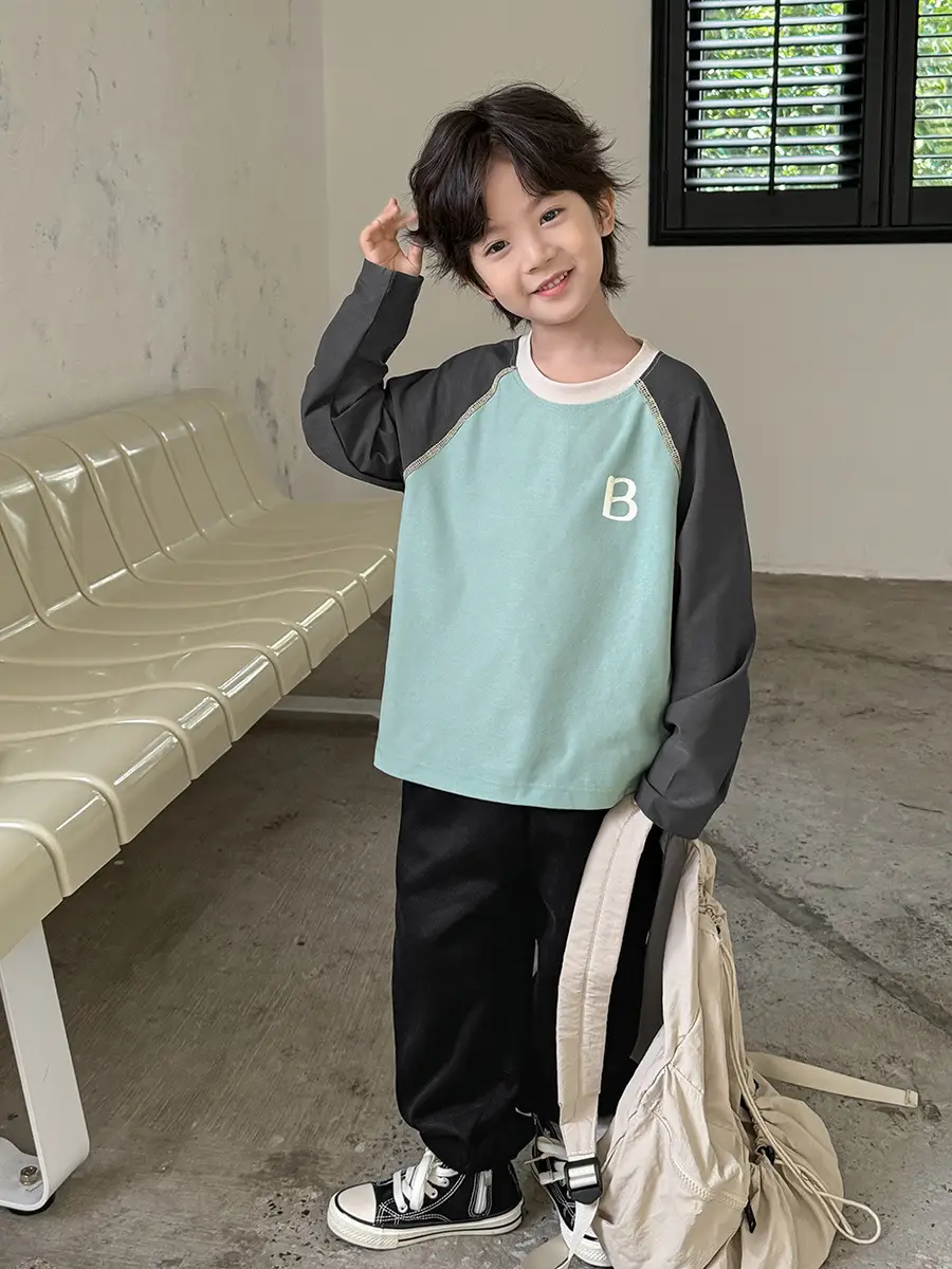 Boys Long Sleeve T-Shirt Green Black Spring 2026 - Image 5
