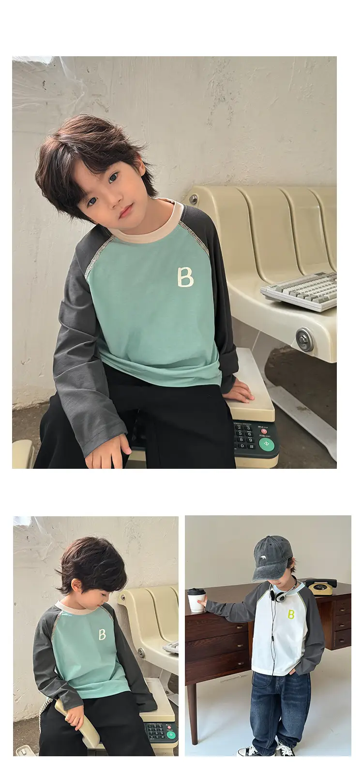 Boys Long Sleeve T-Shirt Green Black Spring 2026 — feature 15