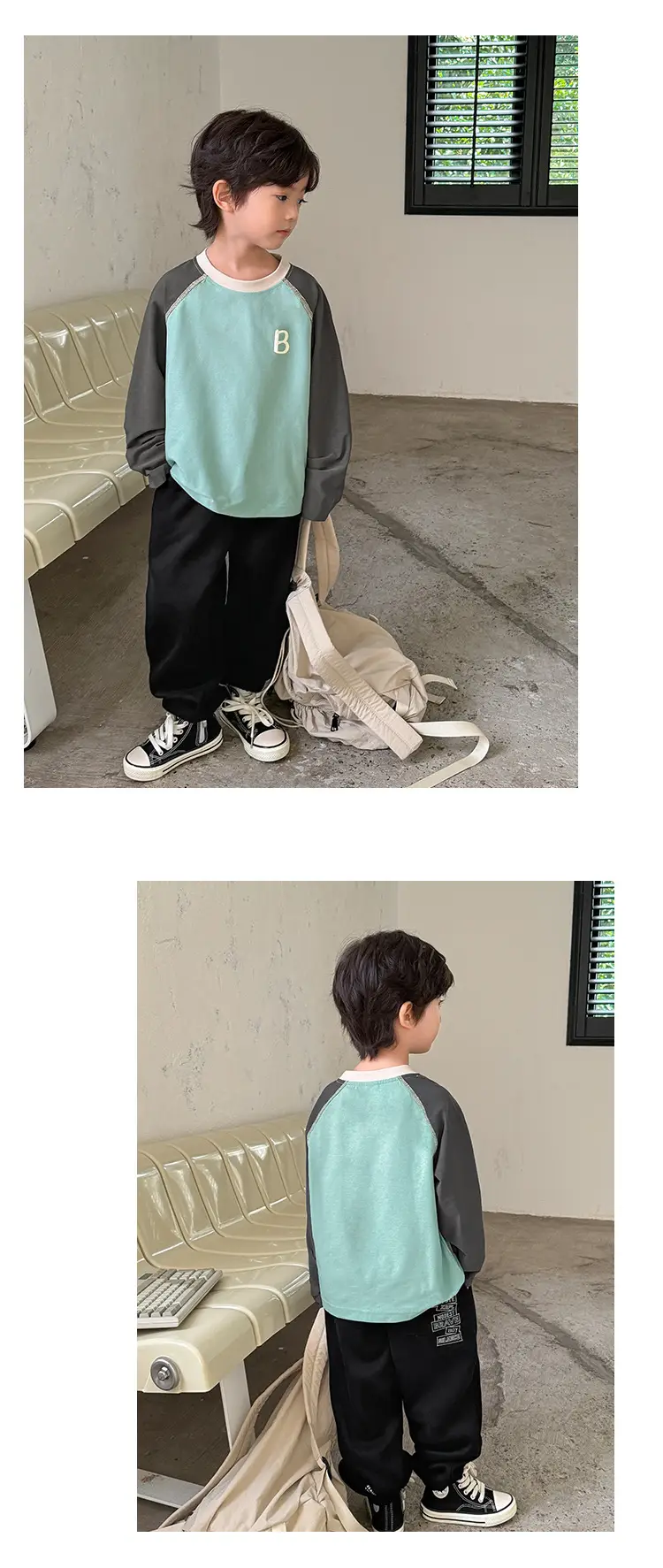 Boys Long Sleeve T-Shirt Green Black Spring 2026 — feature 18