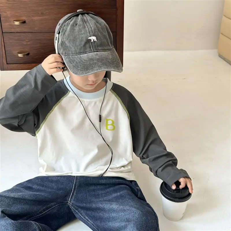 Boys Long Sleeve T-Shirt Green Black Spring 2026 - Image 2