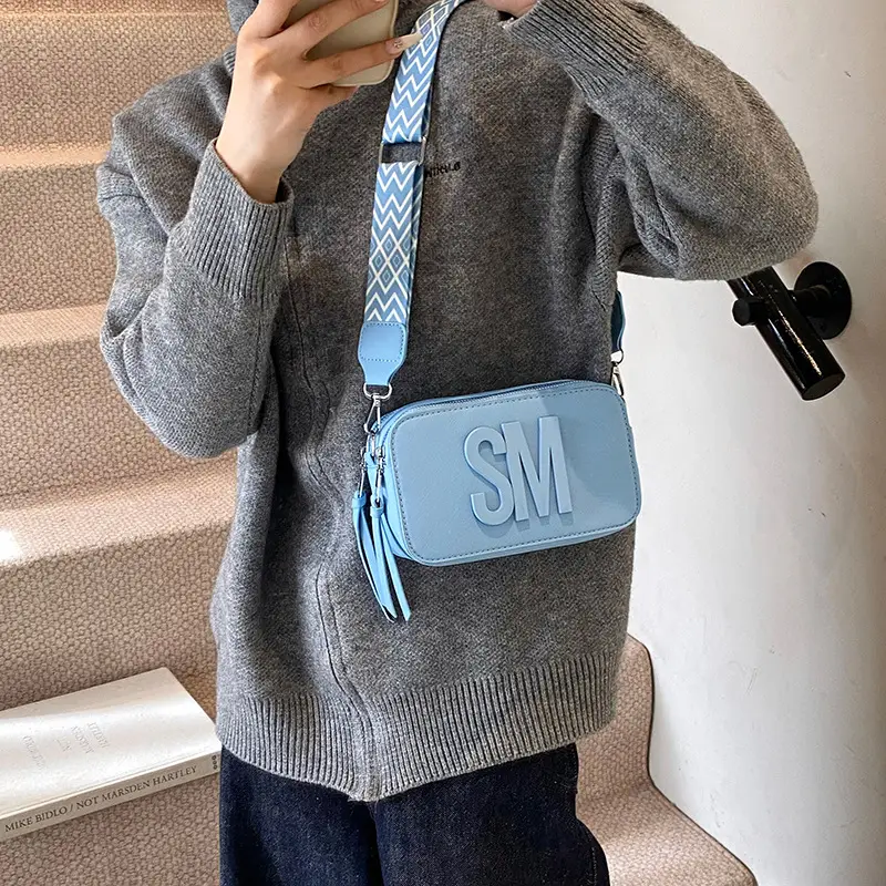 Women's Black Crossbody Bag with SM Logo - Image 7